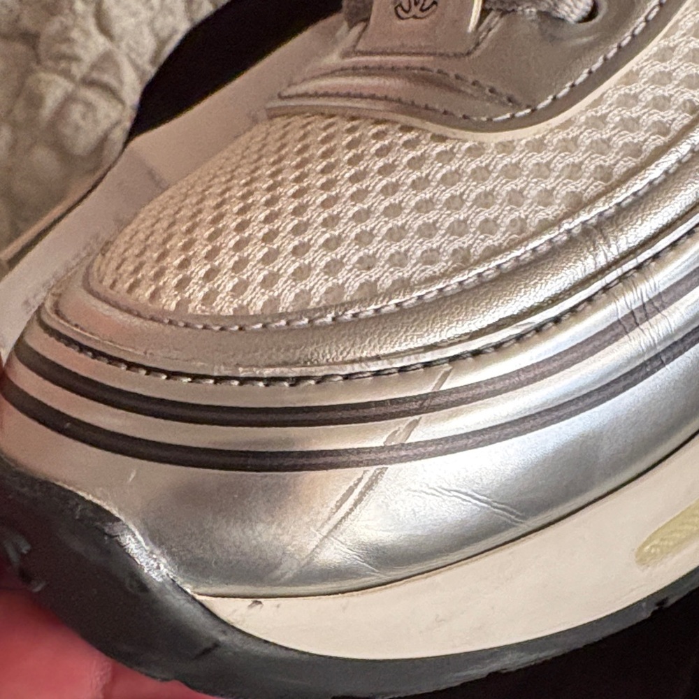 CHANEL Metallic Silver and Gray Sneakers - Picture 9 of 11